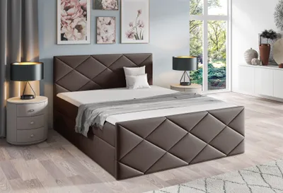 Produktbild von Boxspringbett Schlafzimmerbett KOSMOS 140x220cm Stoff Inari Braun