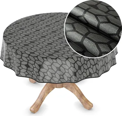 Produktbild von Tischdecke Wachstuch Premium Ornamente Grau Robust Wasserabweisend Rund 100 cm