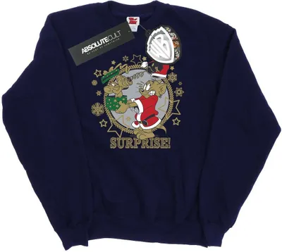 Produktbild von Tom And Jerry - "Christmas Surprise" Sweatshirt für Herren BI46974 (3XL) (Marineblau)