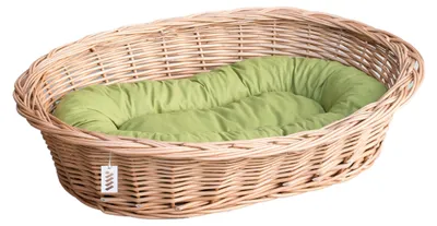 Produktbild von Wiklinowy Świat - Tierliegekorb für Hunde Weidenkorb Hundebett Katzenbett - Natürlich warm, atmungsaktiv und stilvoll - Verschiedene Größen 85x60x18cm - grünes kissen