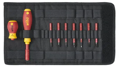 Produktbild von Wiha Schraubendreher und Bit Set slimVario Schlitz, Phillips, Pozidriv 10-teilges Set mit Falttasche