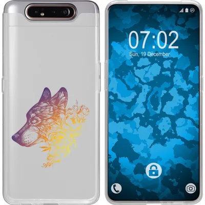 Produktbild von PhoneNatic Case kompatibel mit Samsung Galaxy A80 Silikon-Hülle Floral Wolf M3-3
