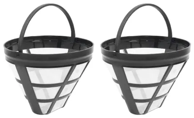 Kegelfilter Nr. 4, 2 Stück, wiederverwendbar, schwarz, für 8-12 Tassen