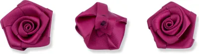Produktbild von Satinrosen 3cm zum Basteln & Aufnähen 10 Stück Weinrot / Bordeaux