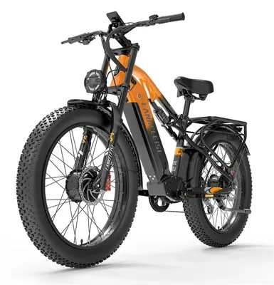 Zdjęcie produktu dla Rower elektryczny MG800MAX – akumulator litowy 48 V 20 Ah – silnik bezszczotkowy 250 W – koła 66 cm – prędkość maksymalna 25 km/h – dwuosobowy – czarno-pomarańczowy