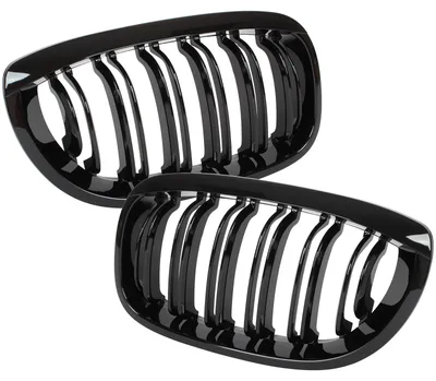 Produktbild von BMW 3er E46 01-05 Coupé/Cabrio, Kühlergrill zwischen den Scheinwerfern (Nieren), links + rechts, schwarz glänzend, Doppelstrebe