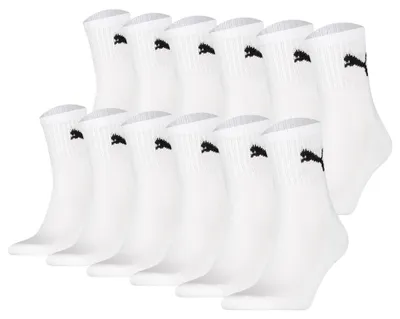 Produktbild von PUMA Uni Sportsocken, 12er Pack - Short Crew Socks, ECOM, Logo, einfarbig Weiß 39-42