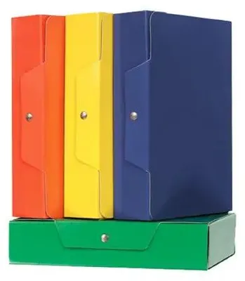 Image de Brefiocart Boîte de Projet Presspan Fermeture à Bouton Orange 25x35 Cm Dos 10 Cm - Pack de 5 Pièces
