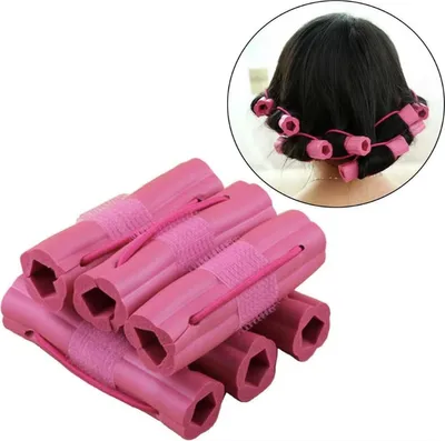 Produktbild von CHPN – Haarlocken-Set – Papilloten – 6-teiliges Set – Schaumstoff-Papillot – Weiche Stäbchen für lockiges Haar – Lockenwickler – Locken für lockiges Haar – Locken für Haare – Rosa