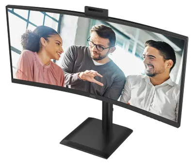 Produktbild von AOC CU34E4CW - LED-Monitor - gebogen - USB - 86.4 cm (34") - 3440 x 1440 UWQHD - VA - 350 cd/m² - 3500:1 - HDR10 - 4 ms - 2xHDMI, DisplayPort - Lautsprecher - Schwarz