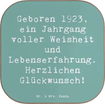 Produktbild von Mr. & Mrs. Panda Untersetzer für Gläser Spruch 1923 Geburtstag - Meeresbrise - Geschenk, Tischuntersetzer, Glückwunsch, Glas, Lebenserfahrung, Jubiläum, Tassenuntersetzer