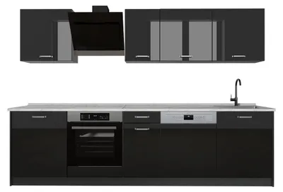Obrázek produktu pro Kuchyňský kout Vicco R-Line Černý vysoký lesk/Bílá 280 cm bez pracovní desky, Model 66416