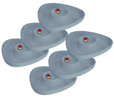 6 dreieckige Eierbecher aus Kunststoff, stapelbar, blau