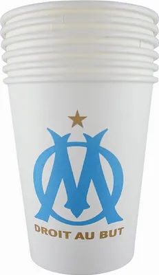 Productafbeelding van 6 Olympique de Marseille bekers, 25 cl - universele maat