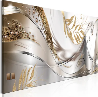 Produktbild von Modernes Wandbild a-A-0778-b-a (150x50 cm) - 1 Teilig Bilder Fotografie auf Leinwand Foto Bild Dekoration Wand Bilder Kunstdruck ABSTRAKT BLÄTTER