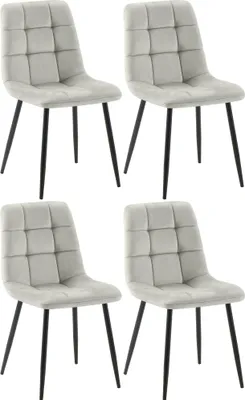 Produktbild von 4er Set Esszimmerstuhl FIGAD - Samt Grau 45x55x84 cm | Essstühle Esszimmerstühle Küchenstühle Wohnzimmerstühle