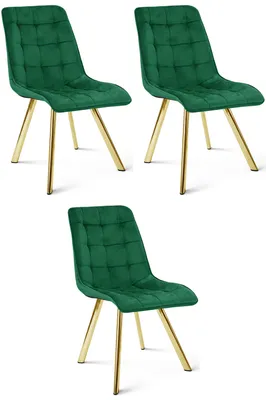 Imagen del producto de Estilo: Elegancia. Silla Cieza - Terciopelo verde / Patas doradas (3 unidades)