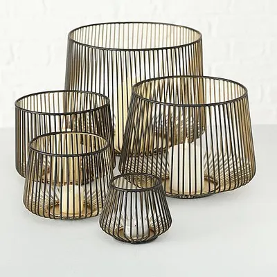 Produktbild von Windlicht Kerzenhalter Eisen schwarz gold  Größe S  Höhe 12 cm