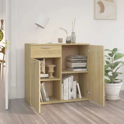 Produktbild von " "Sideboard - praktischem Design - Wohnzimmerschrank - Kommde für Flur - Sonoma-Eiche 80x36x75 cm Holzwerkstoff NeuMöbel 4137274
