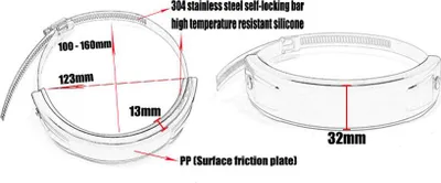 Imagen del producto de Protector para escapes de motocicletas, de 100 a 160 mm, ovalado, que puede cubrir protectores redondos
