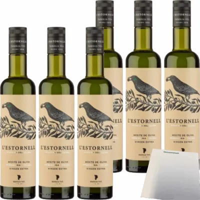 Produktbild von L’Estornell "Natives Olivenöl Extra" 6er Pack (6x500ml Flasche) + usy Block