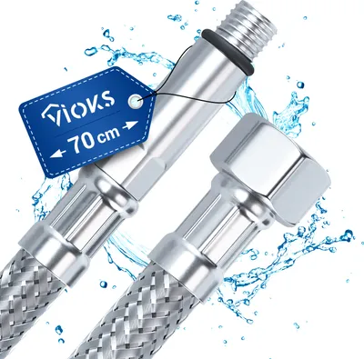 Produktbild von Flexschlauch 70 cm Panzerschlauch 3/8 Zoll ÜM x M10 mit Dichtung für Küche Bad