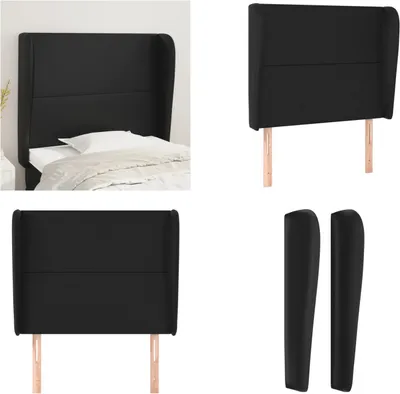 Image de vidaXL Tête de lit avec oreilles Noir 103x23x118/128 cm Similicuir - Tête de lit - Têtes de lit - Tête de lit