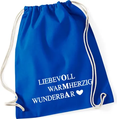 Produktbild von Huuraa Turnbeutel Liebevoll Warmherzig Wunderbar Oma 12 Liter Bright Royal Baumwolle Rucksack Geschenkidee