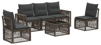 Immagine prodotto di Set Divano da Giardino 6 pcs Grigio e Grigio Scuro polyrattan