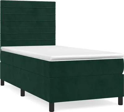 Produktbild von vidaXL Boxspringbett mit Matratze Dunkelgrün 90x190 cm Samt