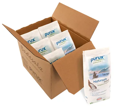 Produktbild von Totes Meer Salz Badesalz Naturweiß ( 6x1kg Beutel ) nachhaltig verpackt