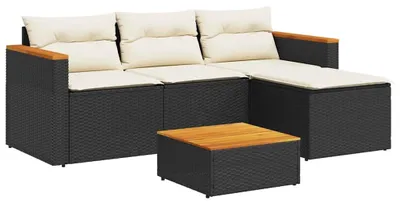 Obrázek produktu pro vidaXL 3dílná zahradní sedací souprava s polštáři Black Poly Rattan