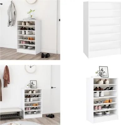 Immagine prodotto di vidaXL Scarpiera bianca 60x35x92 cm Materiale a base di legno - Scarpiera - Portascarpe - Ripiani per scarpe - Armadio per scarpe
