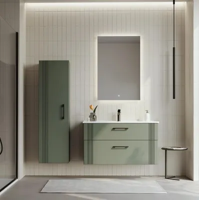 Obrázek produktu pro Orka | Koupelnový nábytek Bari - 85 cm - Zelená - Moderní design - Kvalitní materiály - Se zrcadlem - Tiché zavírání