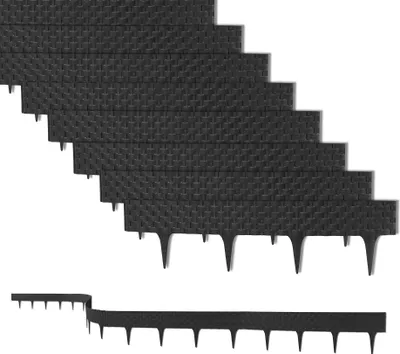 Produktbild von BigDean 6,4 m Rasenkante mit 8 Elemente á 80 cm - Biegbarer Kunststoff in Rattan-Design - Beeteinfassung, Beetumrandung, Palisaden - 9,5 cm hoch