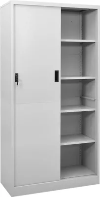 Produktbild von vidaXL Büroschrank mit Schiebetür Hellgrau 90x40x180 cm Stahl