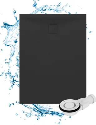 Produktbild von Granitan | Duschwanne Teja - 120x90 cm - Schwarz - Antirutsch - Komposit - Modernes Design