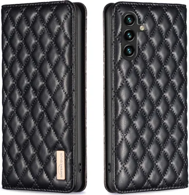 Immagine prodotto di Galaxy A14 5G Case, elegante custodia in pelle flip con slot per schede e supporto per Samsung Galaxy A14 5G nero