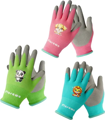 Produktbild von Plusawa Kinderhandschuhe, Nylon + Elasthan Handschuh Kern, rutschfest und kratzfest, bequem und atmungsaktiv. Geeignet für Kinder Outdoor-Aktivitäten, 3 Paar Packung, S