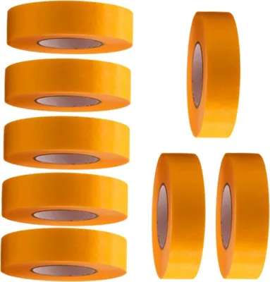 Produktbild von 8 Rollen Profi Goldband Klebeband 50 m  x 24 mm - Malerband Gold Kreppband - Abdeckband für Maler und Lackierer - Krepp für Innen und Außen - Malerkrepp - Vielseitiges Klebeband für Malerarbeiten