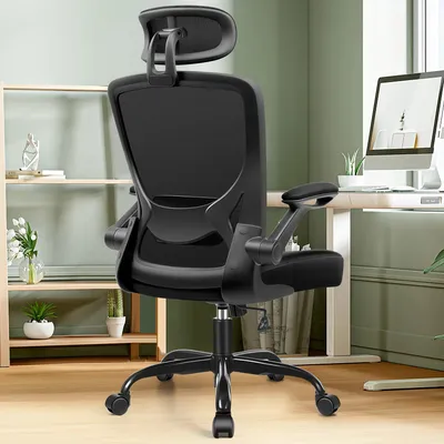 Obrázok produktu pre Ergonomická kancelárska stolička – Kancelárska stolička s priedušnou sieťovinou, nastaviteľnou výškou a opierkou hlavy