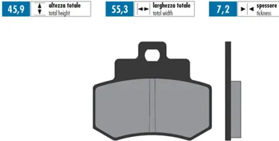 Productafbeelding van POLINI originele remblokken, set van 2, afmetingen 45,9 x 55,3 x 7,2 mm