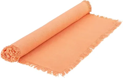 Produktbild von Tischläufer L140cm Orange Baumwolle Tischdecke Fransen Boho Design Tischdeko Esszimmer Tisch Pastellorange