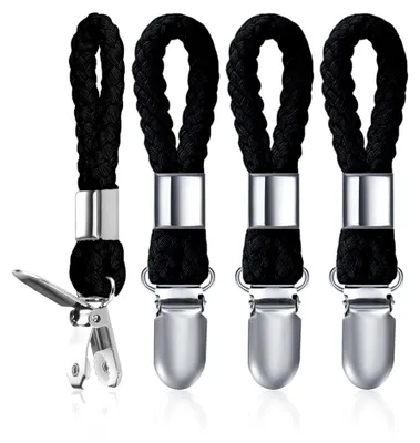 Produktbild von Handtuchklammern, 4 Stück Handtuchclips mit Schlaufen in Schwarz