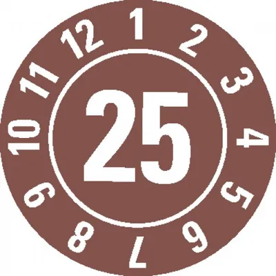 Produktbild von Dreifke® Aufkleber I Prüfplakette 25, braun, Dokumentenfolie, selbstklebend, ...