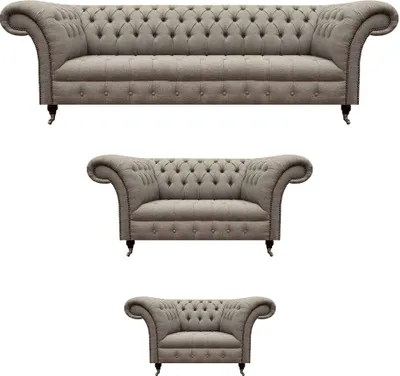 Produktbild von Sofagarnitur 3tlg Polstermöbel Dreisitzer Sofa Viersitzer Möbel Chesterfield