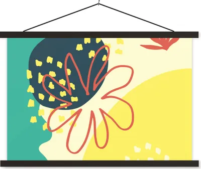 Produktbild von MuchoWow® Textilposter Sommer - Blume - Pastell 60x40 cm mit schwarzem Rahmen - Hölzernes