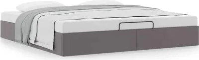 Image de Cadre de lit ottoman sans matelas gris 180x200 cm similicuir