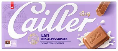 Produktbild von Cailler Milk, Milchschokolade, 100 g, 377 kJ, 90 kcal, 3,3 g, 8,2 g