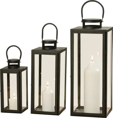 Immagine prodotto di Boltze Laternen Set Arana schwarz Windlichter 3-teilig ohne Kerzen Dekoration